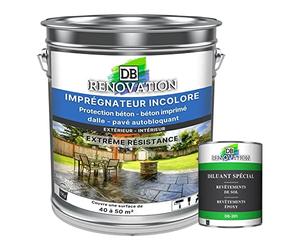 DB Rénovation Vernis de protection sol béton, pierre pour Terrasse, façade - Imperméabilisant, Hydrofuge, Anti-tâche - Incolore 5 KG + 1L Diluant