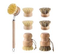 DBAILY Ensemble de 7 brosses à vaisselle en bois, pour légumes, champignons, pour nettoyer les plats, pour laver la vaisselle, brosse de lavage