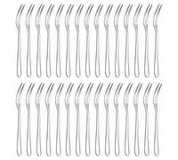 DBAILY Fourchette à Fruits, 30pcs Argent Fourchette à Dessert INOX Mini Réutilisables Petite Fourchettes à Gateaux pour Salade Apéritif Cocktail Sandwich Fromage(13cm)