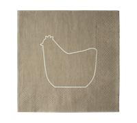 DBKD Serviette en papier Happy hen 33x33 cm Lot de 20 Brun