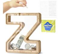 DBPBToU Tirelire en Bois en Forme de Lettre, Tirelire Cochon Personnalisée pour Enfants, Tirelire Billet Transparente Créative pour Cadeaux de Festivals/Décoration Intérieure/Souvenir (Z)