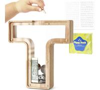 DBPBToU Tirelire en Bois en Forme de Lettre, Tirelire Cochon Personnalisée pour Enfants, Tirelire Billet Transparente Créative pour Cadeaux de Festivals/Décoration Intérieure/Souvenir (T)