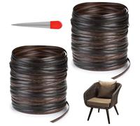 DBREAKS 130m Rotin Tissé Plastique Plat Rotin PE Réparation (Café) | Pour meubles d'extérieur, chaises et paniers de table, tressage et rénovation, outil de tissage