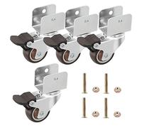 DBREAKS 4x Roues en Forme U pour Meubles Ø38mm, Ouverture du Support 25mm | Roulettes Pivotantes avec Frein, en Caoutchouc, 360 °, Roulettes avec Roulements à Billes et Vis, Capacité 80 kg