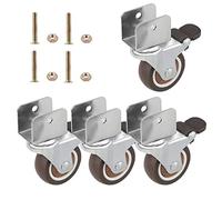 DBREAKS 4x Roues en Forme U pour Meubles Ø50mm, Ouverture du Support 25mm | Roulettes Pivotantes avec Frein, en Caoutchouc, 360 °, Roulettes avec Roulements à Billes et Vis, Capacité 100 kg