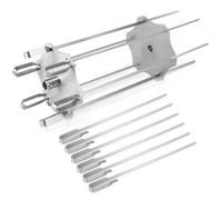 DBREAKS Barbecue Rotissoire en Acier INOX pour jusqu'à Ø14mm Tournebroche | pour Barbecue, Système de Brochettes Rotatifs avec 6 Longues Brochettes (41cm) et 6 Courtes Brochettes (30cm)