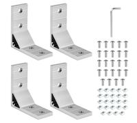 DBREAKS Lot de 4 supports d'angle Matériel de Fixation 4040 Angulaire Angle Connecteurs en Aluminium, Profile Aluminium Equerre Fixation d’Angle, Argent