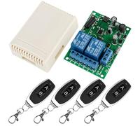 DC 12 V 24 V 2CH Télécommande sans fil 2 canaux, DC 6-30 V 10 A Relais sans fil Récepteur avec 4 émetteurs de commande radio, module relais RF Interrupteur Transmetteur pour porte de garage