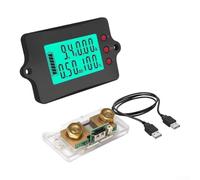 DC Compteur de courant 100 A Shunt Écran LCD Voltmètre Ampèremètre bidirectionnel 8-120 V Compteur d'énergie avec interface USB pour testeur multifonction solaire RV 0,1-999 Ah (écran monochrome)