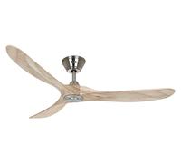 Ventilateur de plafond à basse consommation avec télécommande Eco Genuino 152 cm Chrome brossé & Bois naturel