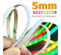 DC5V DC12V 5mm WS2812B COB LED bande WS2812 intelligent RGBIC adressable individuellement 160 LED s/m haute densité Flexible Pixel lumière