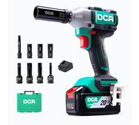 DCA 20V hocs sans Balais Couple max. 420 N·m pour Écrouss de Roue | 1/2" Entraînement Carré, 4 Modes, 1×4,0 Ah, Smart Loosen, Design Compact, Éclairage LED pour Réparation Automobile, ADPB320
