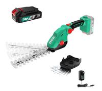 DCA Cisaille à Gazon sans Fil 20V,Taille-Haie et Coupe-Bordures 2 en 1 | Lame Gazon 100mm et Lame Arbustes 200mm, Moteur 2400 tr/min, Angle Réglable 3 Position