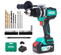 DCA Perceuse-Visseuse à Percussion Brushless 20V, 120 Nm, Mandrin 13 mm | Mandrin métal 13 mm, embrayage 24+1+1 et 32 000 cps/min; batteries 4,0 Ah pour percer et visser brique, métal et bois