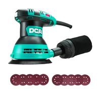 DCA Ponceuse Excentrique Orbitale 300W, 125 mm, 6 Vitesses 12000 tours/min | Collecteur de poussière 0,3 L et 10 disques abrasifs pour poncer ou polir bois et acier ; idéal pour bricolage et rénovation.
