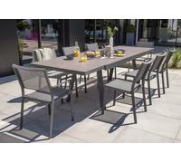 Ensemble repas de jardin 8 places en céramique sur verre