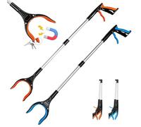 Dcceeo Pince Ramasse Objet Pliable, Lot de 2 Outils de Ramassage avec Tête Rotative et Aimant Pince à Déchet Extension Pinces Telescopique Pince de Préhension pour Âgées,Handicapées,Enceintes,Enfants