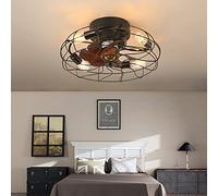 Dceinz Ventilateur Plafond Avec Lumiere Silencieux LED Dimmable Plafonnier Ventilateur Industriel 6 Vitesses Luminaire Plafonnier Ventilateur Reversible Retro Pour Salon Chambre Cuisine, Noir