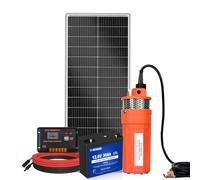 DCHOUSE Kit de pompe de solaire 12V + kit de panneau solaire 100W + batterie 30Ah + contrôleur 20A pour fontaine, irrigation, remplissage du réservoir d'eau