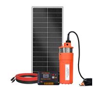 DCHOUSE kit pompe à eau solaire, pompe solaire 12V + panneau solaire 100W + contrôleur de charge 20A, puits d'eau, irrigation. expédié séparément, tête de 30m
