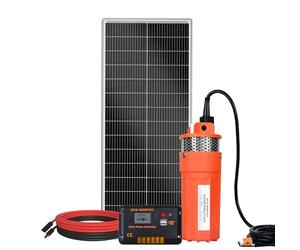 DCHOUSE kit pompe à eau solaire, pompe solaire 12V + panneau solaire 100W + contrôleur de charge 20A, puits d'eau, irrigation. expédié séparément, tête de 30m
