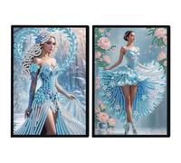 DCIDBEI Diamond Painting Carnet de Notes A5 Blanc 2 Pièces Carnet de Voyage Journal Livre Broderie Diamant Carnet de Croquis de Peinture Diamant A5 Bloc-Notes Princesse Ballerine de Ballet
