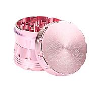 DCOU Premium Grinder Moulin à épices en aluminium haut de gamme avec collecteur de pollen avec motif de fleur laser 2,5 "4 pièces (Rose)