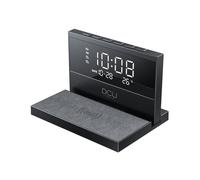 DCU TECNOLOGIC - Réveil de Bureau - Chargement Rapide sans Fil - Veilleuse Réglable - 2 Alarmes Personnalisables