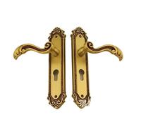 DDARUCZO Serrure de Porte en Bois Massif de Style Chinois, en cuivre Pur, for Chambre à Coucher, Style rétro, for Porte d'intérieur, silencieuse, Style européen, poignée Simple(224 24 Gold)