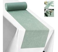 ddckj Chemin de Table en Non-tissé 30 cm x 35 m Chemin de Table Vert en Vert Eucalyptus Polyvalent Nappe décorative pour Mariages Anniversaire Fêtes Communion Bapteme Noël, 30g/㎡
