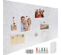 ddckj Grand tableau d'affichage mural en feutre autocollant 120x90 cm panneau feutre mural en liège 0,9 cm d'épaisseur avec 100 punaises pour bureau, chambre, cuisine, photos, mémos, Gris Clair