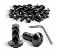 ddckj Lot de 100 vis à tête cylindrique M5 x 10 mm, vis noires avec empreinte à six pans creux, vis à tête ronde, filetage complet avec fermeture hexagonale intérieure pour projets de bricolage