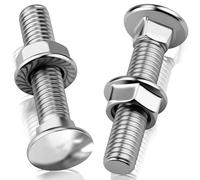 ddckj Lot de 25 Boulon Tete Ronde Collet Carré M5 × 50 Boulons de Carrosserie avec Écrou Hexagonal à Bride pour Bricolage, Automobile et Charpente Métallique