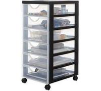 Iris Ohyama, Tour de rangement à Roulettes en Plastique, 6 Petits Tiroirs, Noir, Ouverture Facile, Meuble de Rangement, Papeterie, pour Chambre, Salle de Bain, École & Bureau, Sans BPA, DDDC-360