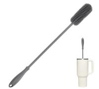 ddLUCK Goupillon Biberon Silicone, 40cm Long Manche Nettoyage Brosse | Gris, Biberons Écouvillon pour Gourdes Bouteille Gourde Sport, Verre, Tasses Thermos, Convient aux Petits Goulots