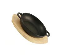 De 1 étendue de fajita ronde en fer forgé avec doubles poignées et base en bois pour une cuisson parfaite, rôtir et griller Conclusions Poêle de cuisson en plein air Four hollandais Cuisson du pain à
