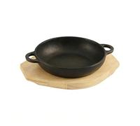 De 1 étendue de fajita ronde en fer forgé avec doubles poignées et base en bois pour une cuisson parfaite, rôtir et griller Conclusions Poêle de cuisson en plein air Four hollandais Cuisson du pain à