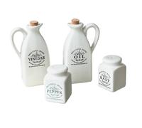 De 4 salière et poivrière en céramique avec distributeurs d ' huile et de vinaigre, ensemble de conceptions fonctionnelles, bouteilles d ' huile et de vinaigre d ' amélioration de la cuisine