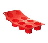 De Buyer 1908.01 Moul'Flex Rouge Plaque de 8 Moules Cannelés