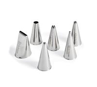 De Buyer - Coffret de 6 douilles en inox assorties | 2 unies, 3 cannelées et 1 à bûches, Inox de Qualité Professionnelle, Sans Soudure pour Hygiène Parfaite