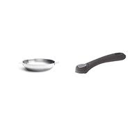 DE BUYER 3493.28 POELE Twisty Tout INOX Ø 28CM, Acier Inoxydable, Argenté, 28 cm & 8359.00 Queue Amovible Bakélite 'Toucher Velours' Noire