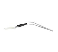 DE BUYER -4231.09 -Mini spatule fkofficium Coudee arr. 9cm & 4239.15 -Pince EMB.coudeinox de Presentation 16 cm