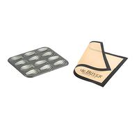 DE BUYER -4710.12 -plaque a 12 madeleines - 20x26cm & 4938.40 Tapis Airmat Siliconé Aéré 40 x 30 cm