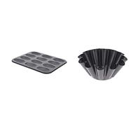 DE BUYER -4710.12 -plaque a 12 madeleines 7x4x1.5cm - 20x26cm & 4702.22 -brioche anti adhesif 22cm- 12 cotes