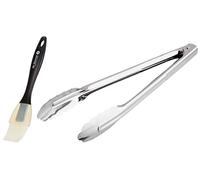 DE BUYER -4788.30N -Pince Cafeteria INOX l. 30cm & 4807.00N -Pinceau Patissier Silicone - Noir - l.19.5 cm