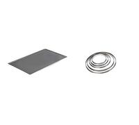 DE BUYER -8161.40 -plaque patissiere choc alu. 40x30cm & 3091.22N -cercle a tarte inox ht 2cmbd roule ø22