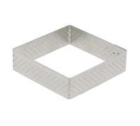 De Buyer - Cercle à tarte carré VALHORNA en inox perforé - 15 x 15 x 2 cm | Fabriqué en France, Technologie AIR SYSTEM, Micro-Perforations pour Cuisson Rapide et Homogène pour Résultats Croustillants