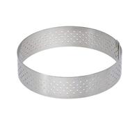 DE BUYER - Cercle à tarte rond VALHORNA en inox perforé - 28,5 x 2 cm | Fabriqué en France, Technologie AIR SYSTEM, Micro-Perforations pour Cuisson Rapide et Homogène pour Résultats Croustillants