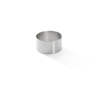 De Buyer - Cercle à tarte rond VALHORNA en inox perforé - 6,5 x 3,5 cm - Fabriqué en France, Technologie AIR SYSTEM, Micro-Perforations pour Cuisson Rapide et Homogène pour Résultats Croustillants