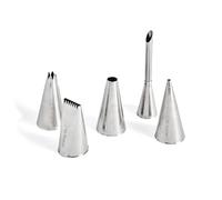 De Buyer - Coffret de 5 douilles assorties en inox - 2 mm / 8 mm / 8 dents / 6 mm / C6 - Inox de Qualité Professionnelle, Soudure pour Hygiène Parfaite, S'Adaptent aux Poches Pâtissières
